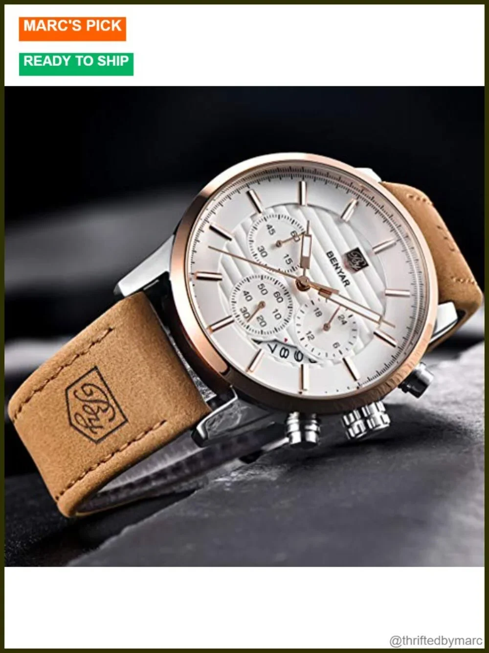 Leather Band Quartz Chronograph Waterproof Business Sport Wrist Watch